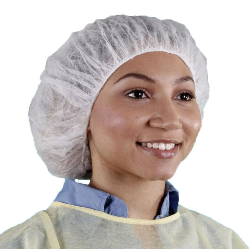 Keystone Safety Polypropylene Bouffant Caps | 110NWI-10 | Breathable Spunbond | 21", 24", or 28" | White or Blue | 1,000/Case - Image 2