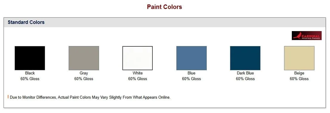 benchpro powder paint colors