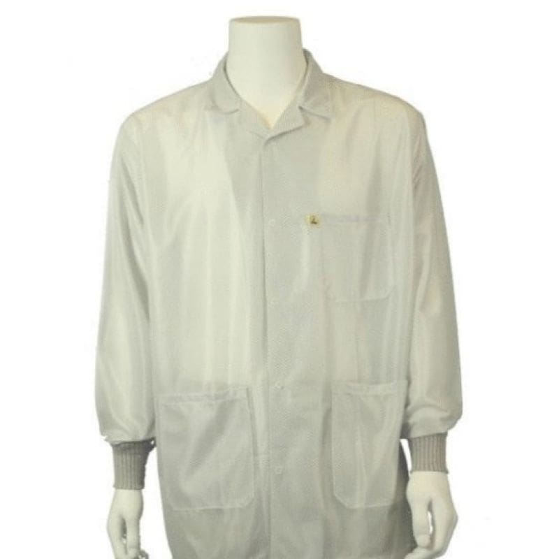 Tech Wear Traditional White Lightweight Knee-Length ESD Coat