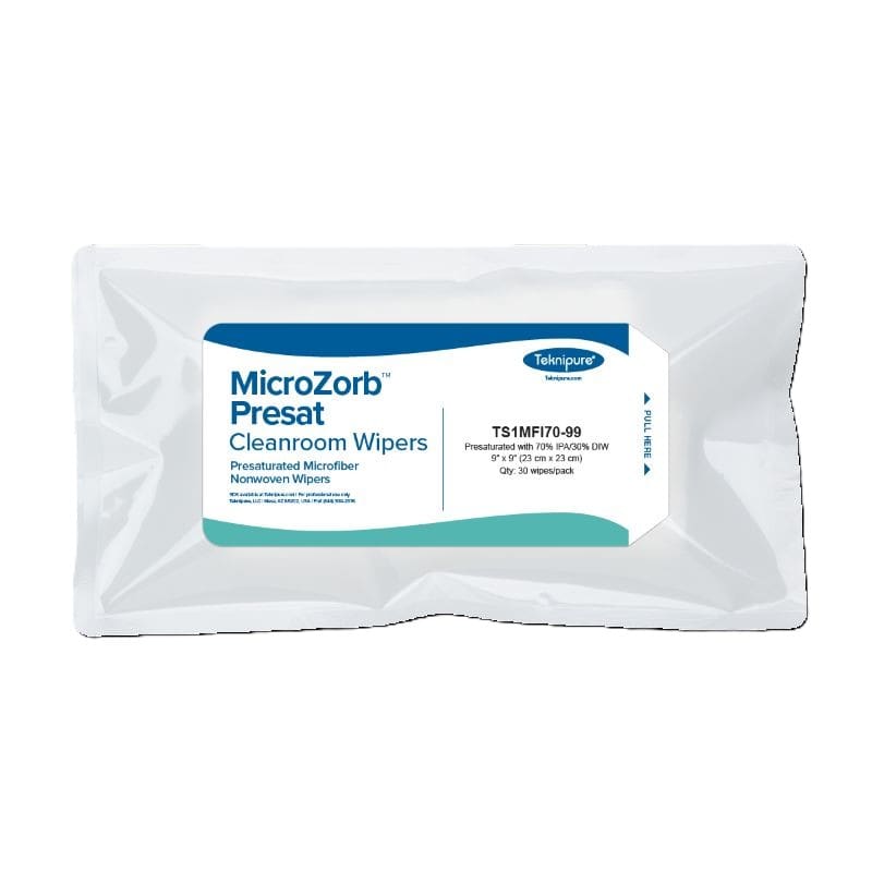 Teknipure MicroZorb Presat Microfiber Nonwoven Wipers 70% IPA