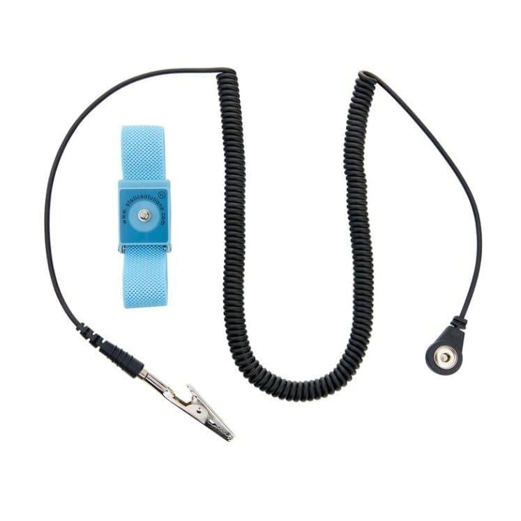 Static Solutions Blue Adjustable ESD Wrist Strap 10' Coil Cord