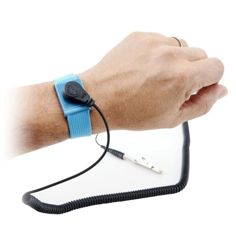 Static Solutions Blue Adjustable ESD Wrist Strap 10' Coil Cord