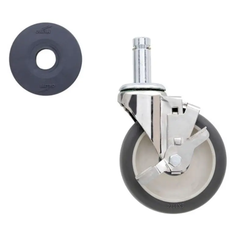 Metro 5" Polyurethane Plated Stem Caster brake