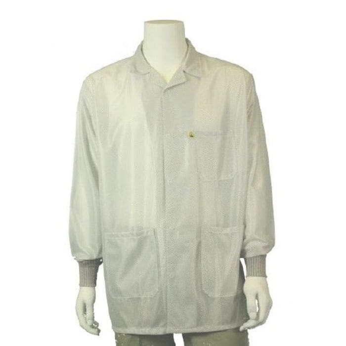 Tech Wear Traditional White Lightweight Hip-Length ESD Jacket