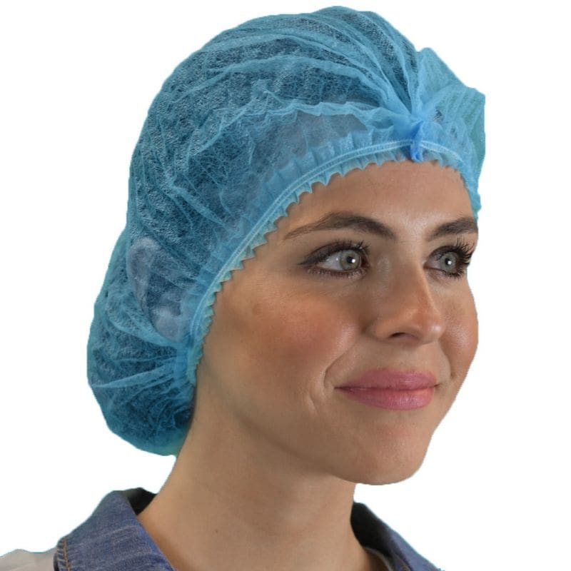 Keystone Safety Pleated Polypropylene Bouffant Caps | 111NWI-10 | 21", 24", or 28" | White or Blue | 1,000/Case - Image 2