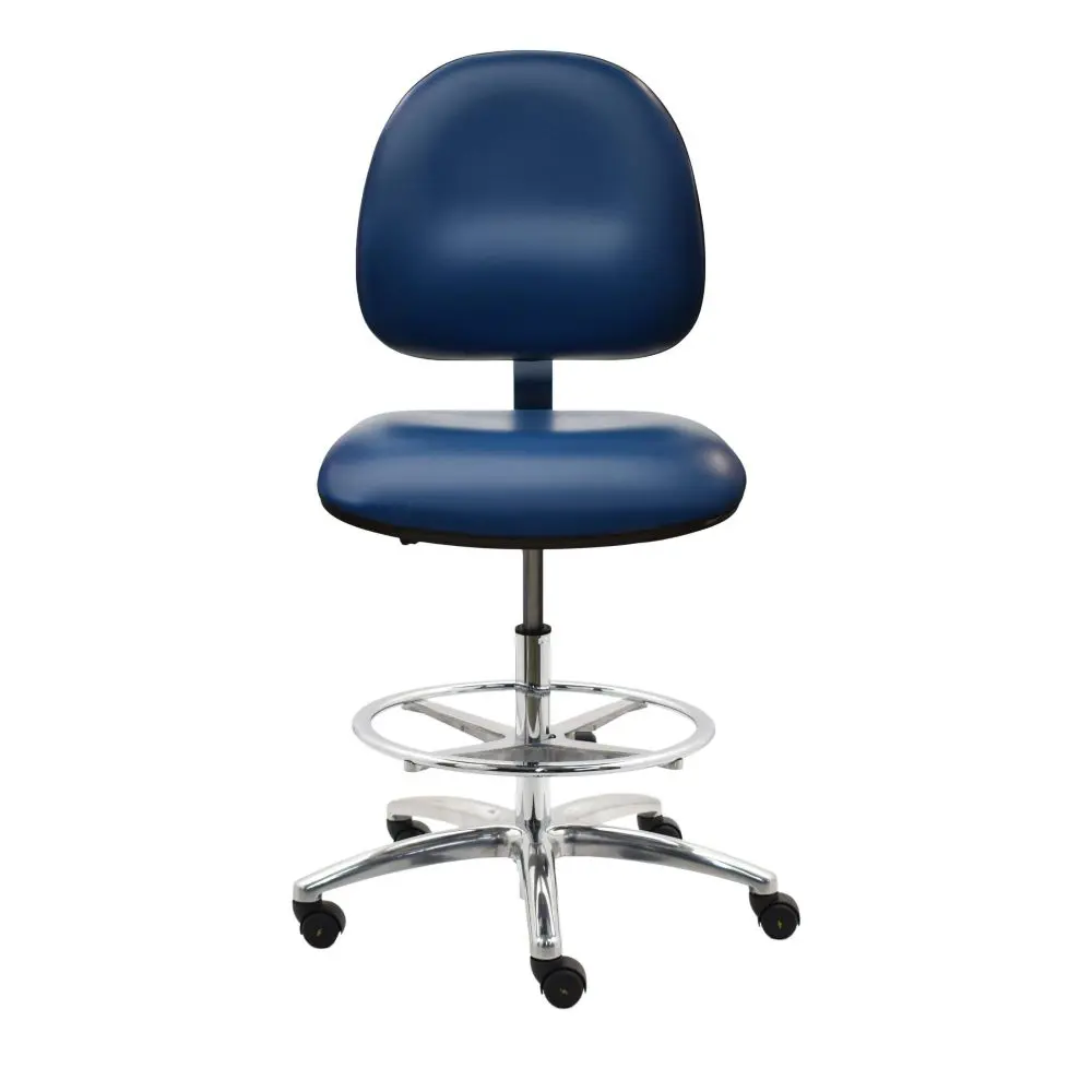 Industrial Seating Series 20W ESD Vinyl Cleanroom Chair Aluminum Base Wide Seat