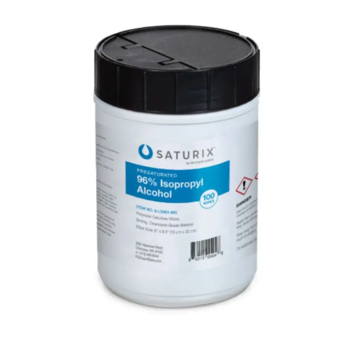 Saturix 96% Presat Polyester Cellulose Wipes Canister