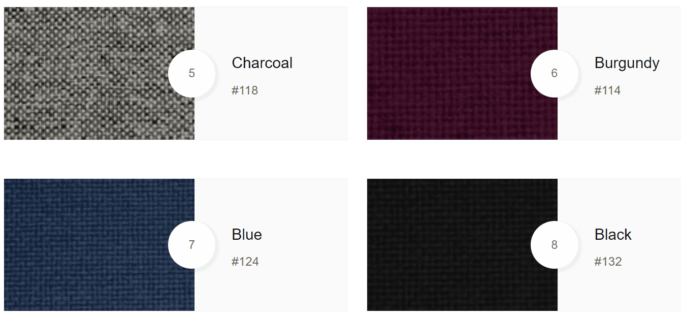 GK chairs fabric colors