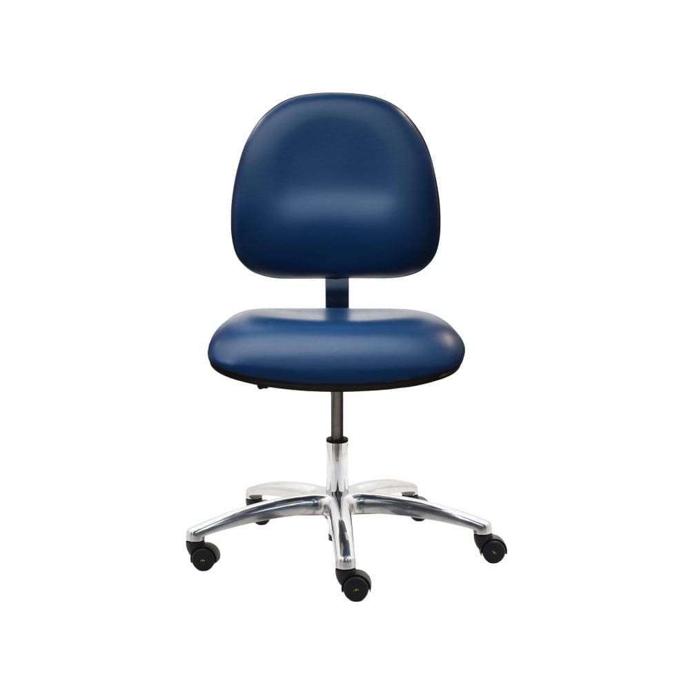 Industrial Seating Series 20W ESD Vinyl Cleanroom Chair Aluminum Base Wide Seat