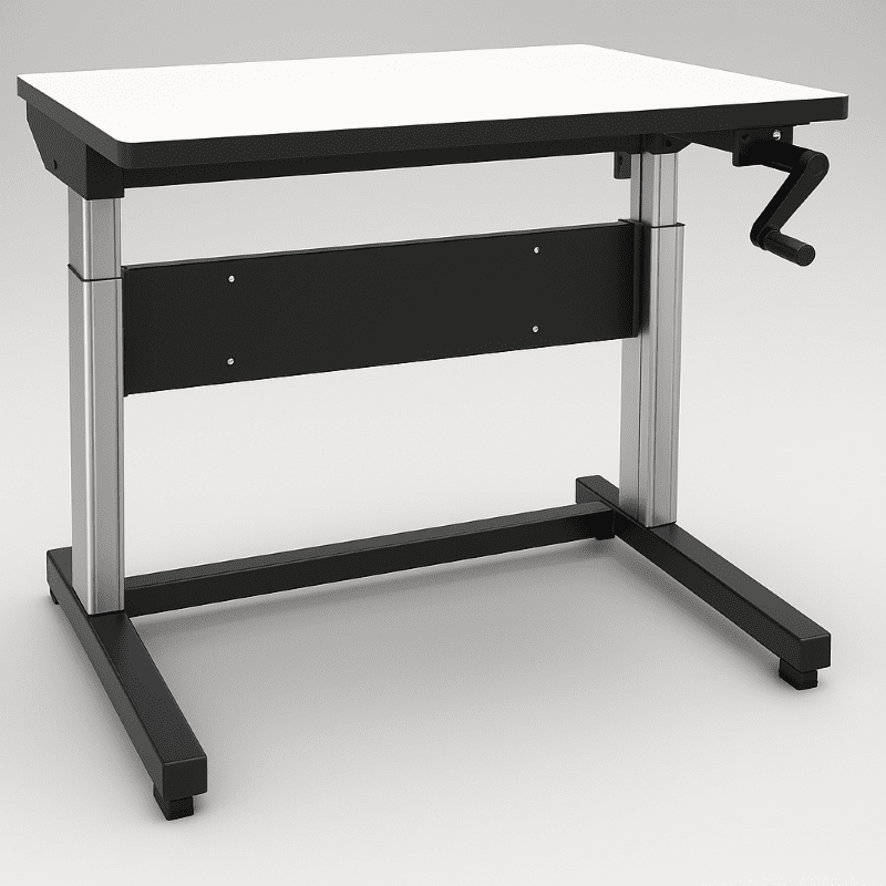 Production Basics Easy-Lift Hand Crank Laminate Dual Leg Workstation