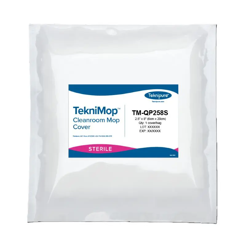 Teknipure TekniMop Sterile 2.5" x 8" 2-Ply Polyester Knit Pocket Mop Cover