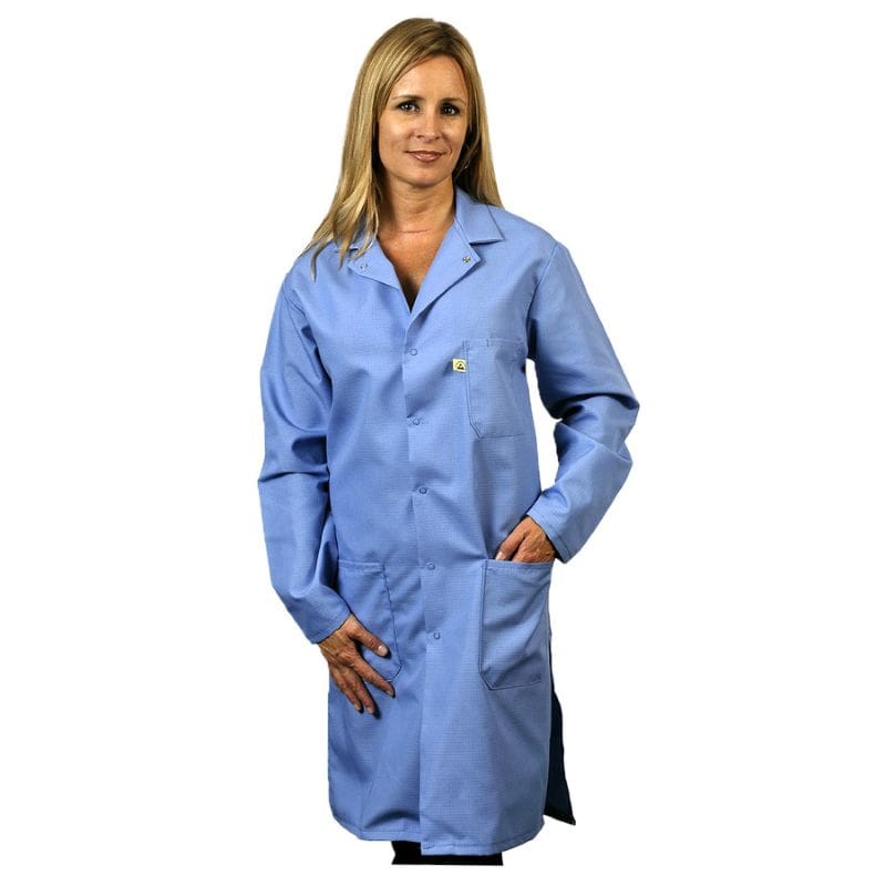 Tech Wear Nylostat Blue Knee-Length ESD Lab Coat