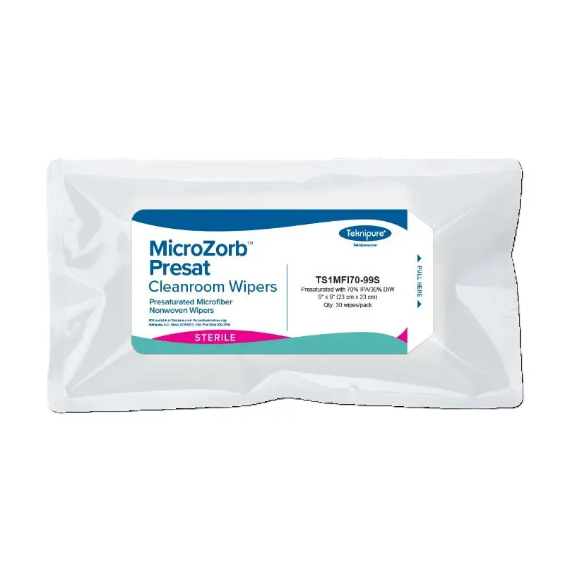 Teknipure MicroZorb Sterile Presat Microfiber Nonwoven Wipers 70% IPA