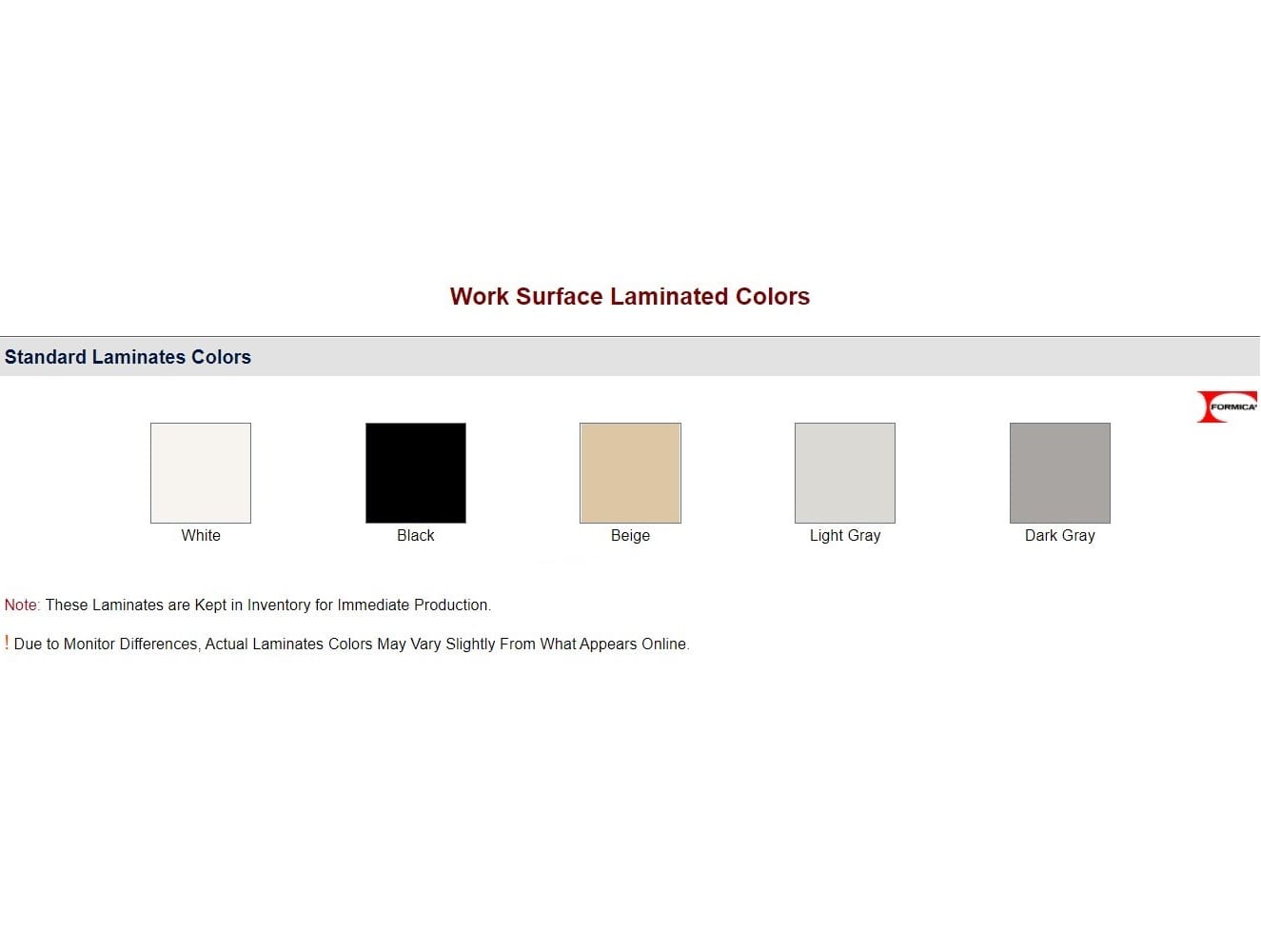 Benchpro Workbench Laminate Colors