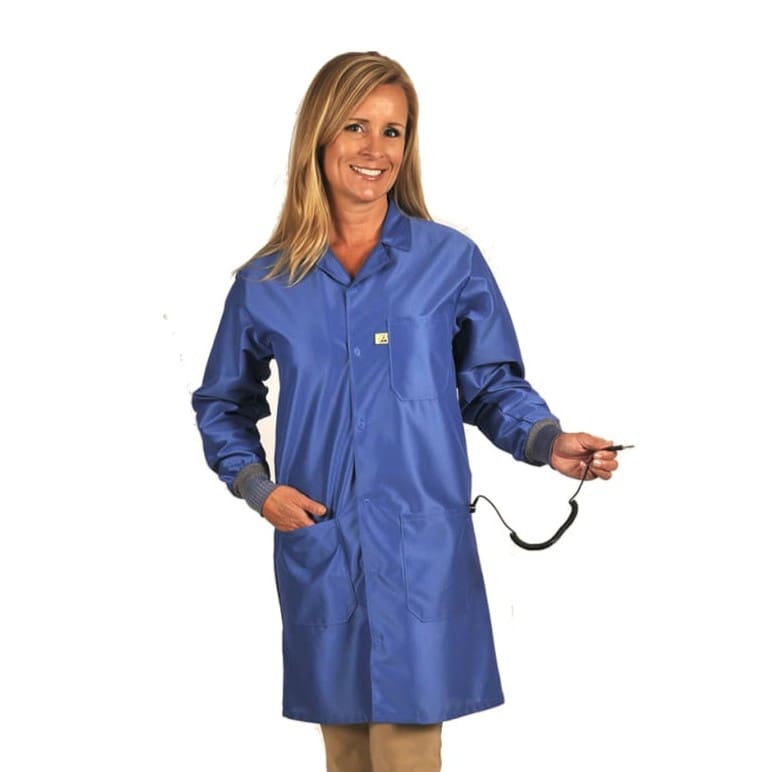Tech Wear Traditional Royal Blue Medium Weight Knee-length ESD Coat