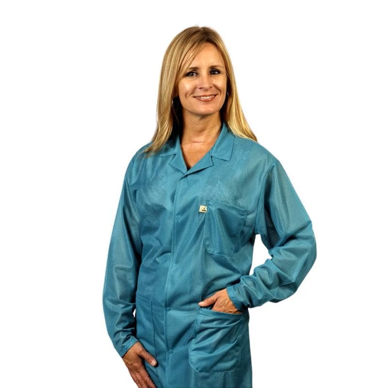 Tech Wear Traditional Teal Lightweight Hip-Length ESD Jacket