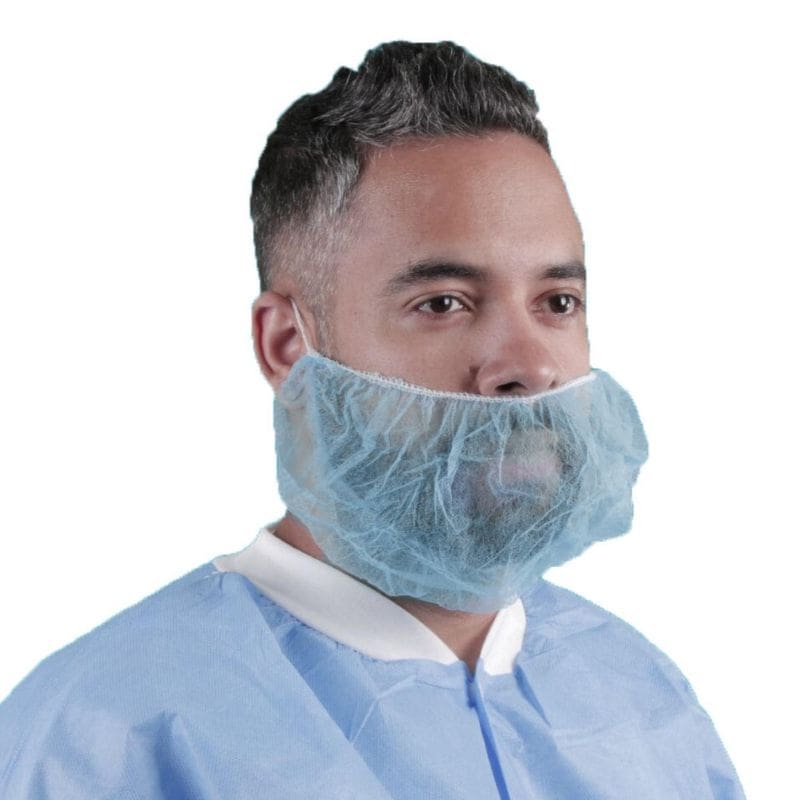 Keystone Safety Polypropylene Beard Covers | 112NWI | Breathable & Lightweight | Blue or White | Latex-Free | 1,000/Case - Image 2