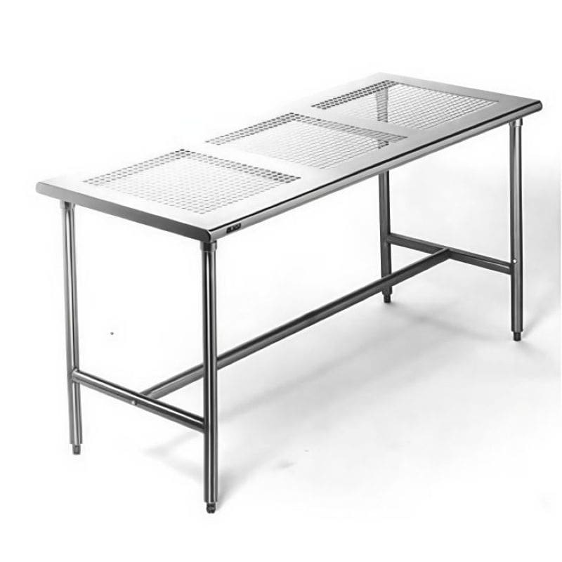 Eagle Cleanroom Table with Perforated Stainless Steel Top and H-Frame Base