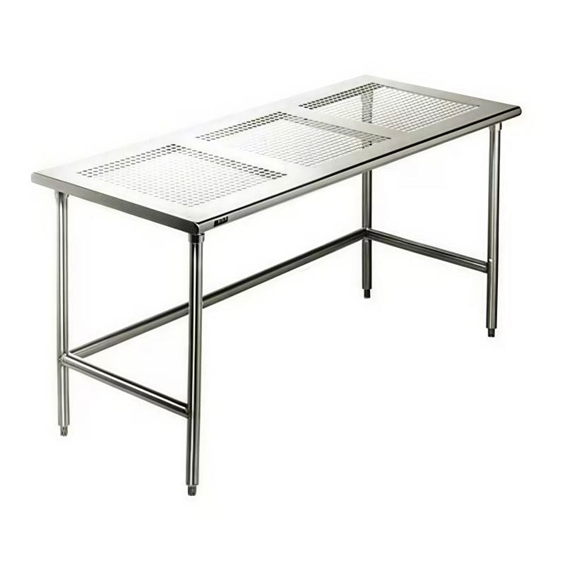 Eagle Cleanroom Table with Perforated Stainless Steel Top and C-Frame Base
