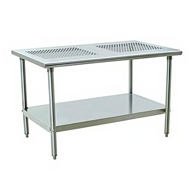 Eagle Cleanroom Table with Perforated Stainless Steel Top and Undershelf