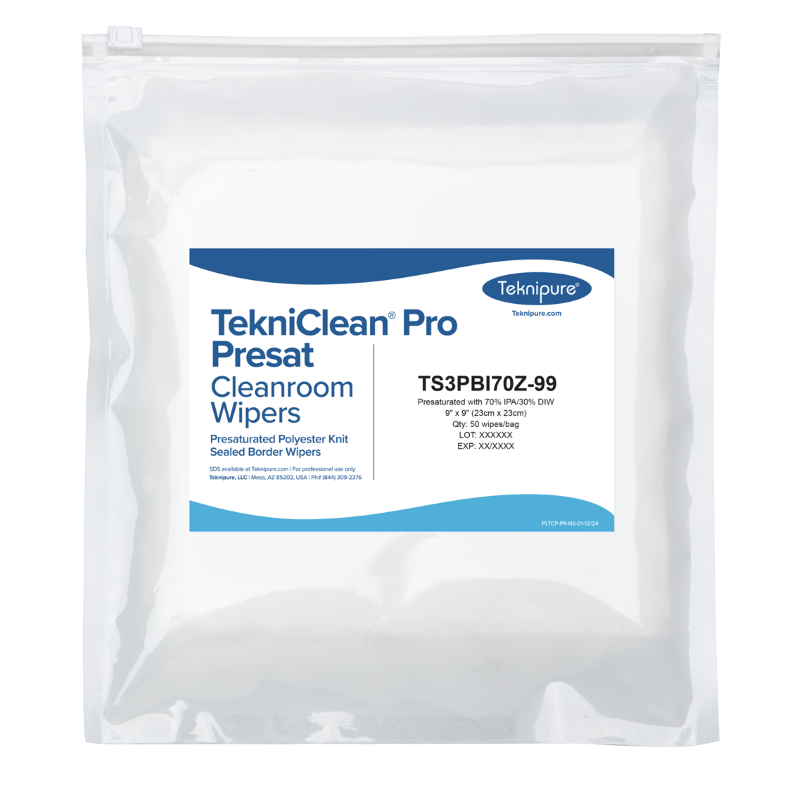 Teknipure TekniClean Pro Presat Polyester Wiper with Sealed Border 70%IPA