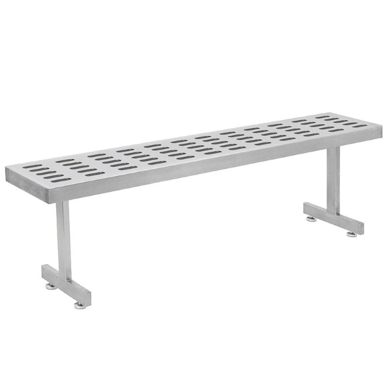 Benchpro Stainless Steel Gowning Bench with Square Edge - Recessed Legs 1" x 3" Slots
