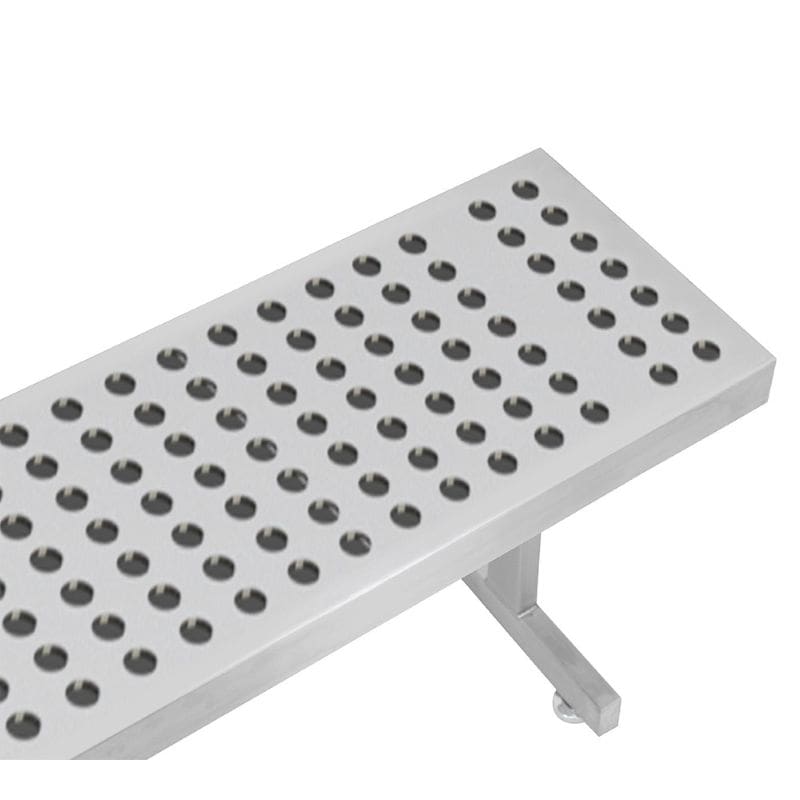 Benchpro Stainless Steel Gowning Bench with Square Edge - Recessed Legs 1" Holes