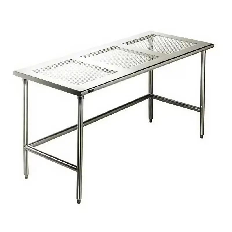 Eagle Cleanroom Table with Perforated Stainless Steel Top and C-Frame Base