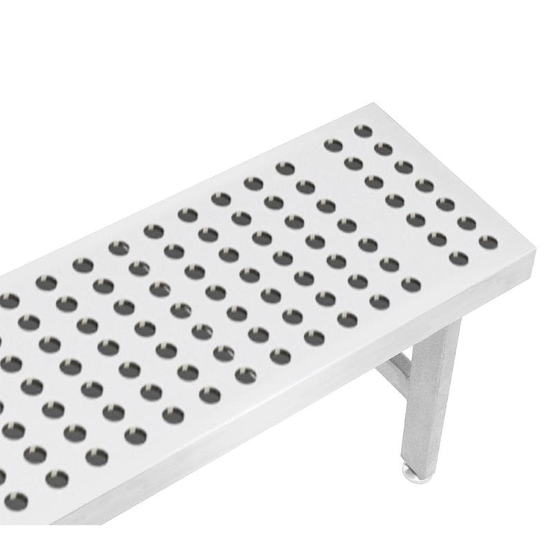 Benchpro Perforated Electropolished Gowning Bench with Square Edge - Four Legs 1" Holes