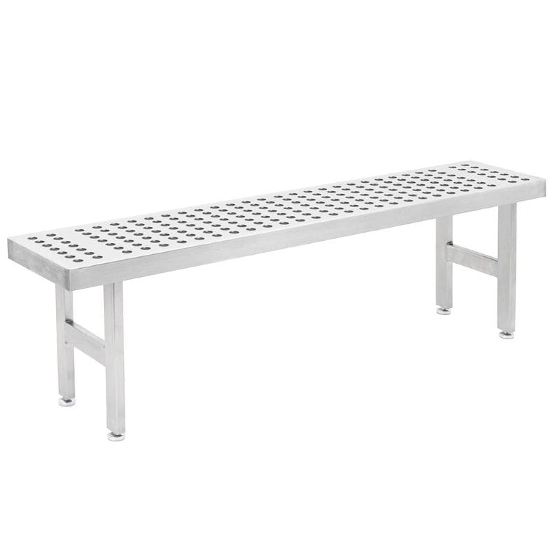 Benchpro Perforated Electropolished Gowning Bench with Square Edge - Four Legs 1" Holes