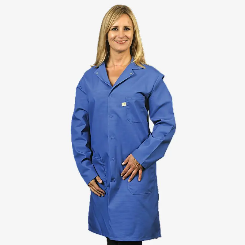 Tech Wear Nylostat Royal Blue Knee-Length ESD Lab Coat