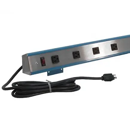 BenchPro Stainless Steel and Aluminum Plug Strip with Lighted Switch 15-Amps