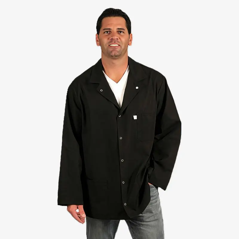 Tech Wear Nylostat Black Hip-Length ESD Lab Coat