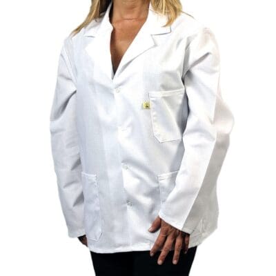 Tech Wear White Hip-Length ESD Lab Coat