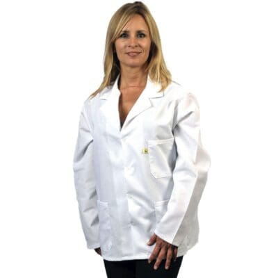 Tech Wear Nylostat White Hip-Length ESD Lab Coat