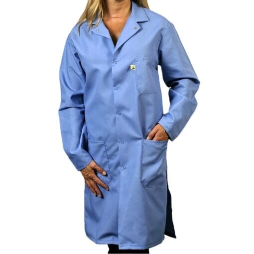 Tech Wear Blue Knee-Length ESD Lab Coat