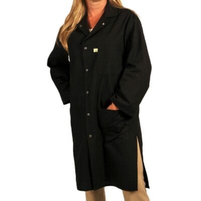 Tech Wear Black Knee-Length ESD Lab Coat