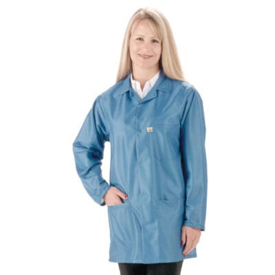 Tech Wear EconoShield Blue Thigh-Length ESD-Safe Coat