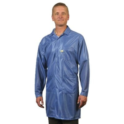 Tech Wear Traditional Blue Lightweight Knee-Length ESD Coat