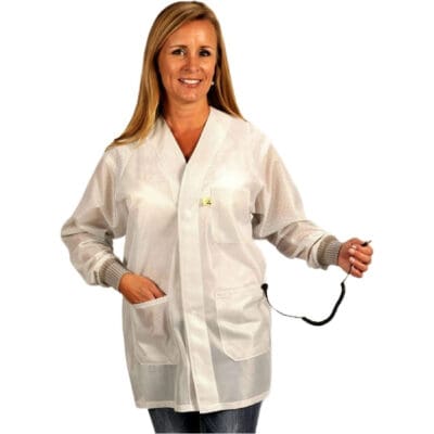 Tech Wear Hallmark White Lightweight Hip-length ESD-Safe Coat