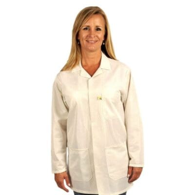 Tech Wear EconoShield White Thigh-Length ESD-Safe Coat