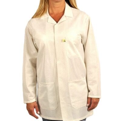 Tech Wear EconoShield White Thigh-Length ESD-Safe Coat