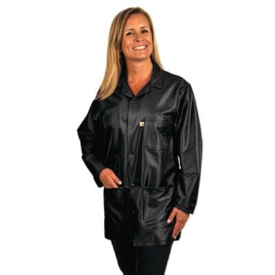 Tech Wear EconoShield Black Thigh-Length ESD-Safe Coat