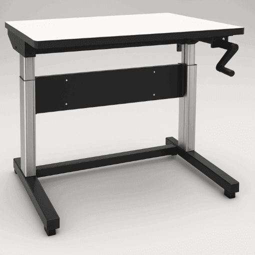 Production Basics Easy-Lift Hand Crank Laminate Dual Leg Workstation