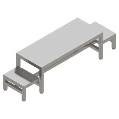 Benchpro Two Level Stainless Steel Gowning Bench - Back to Back