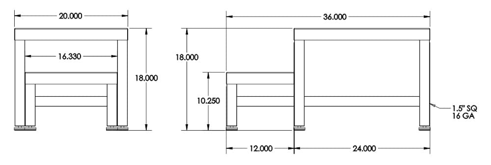 Benchpro Two Level Stainless Steel Gowning Bench - Single Foot - Image 2