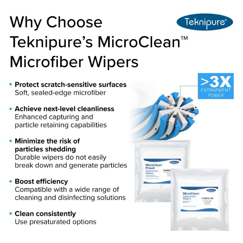 Teknipure MicroClean Pro Microfiber Sealed Border Wipes