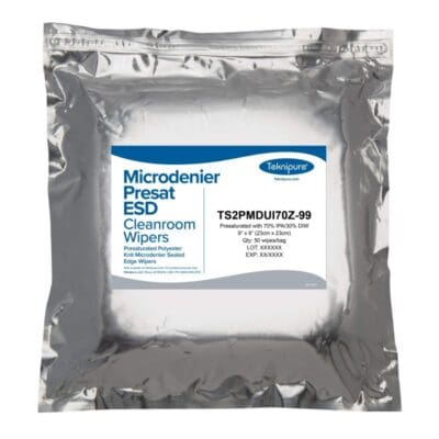 Teknipure Microdenier Sealed Edge Pre-Saturated Wipers 70%IPA ESD Static Shield Bag