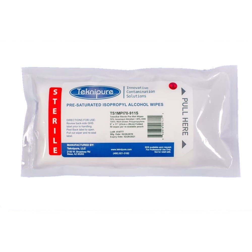 Teknipure TekniSat Sterile Pre-Saturated Polypropylene Wipers - Case