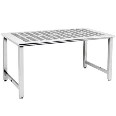 Benchpro Kennedy Series Electropolished Perforated 3/8" x 3" Slots SS Top Workbench with Round Edge
